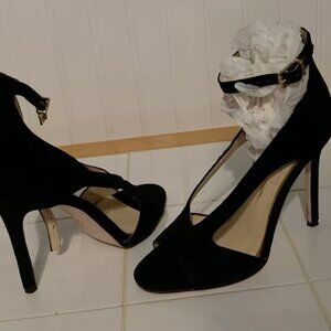 Jessica Simpson JS-JASTA Black Lux Kid Suede Ankle Strap Pumps Heels size 5 1/2